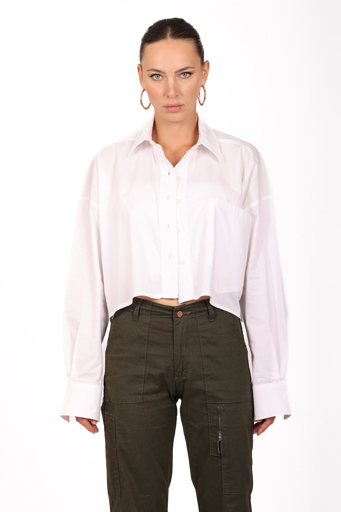 WHITE CROPPED SHIRT